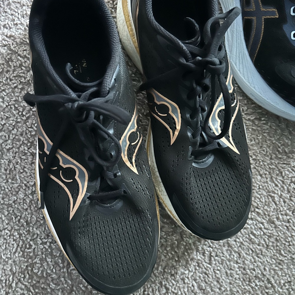 Saucony Black and Gold Athletic Shoes